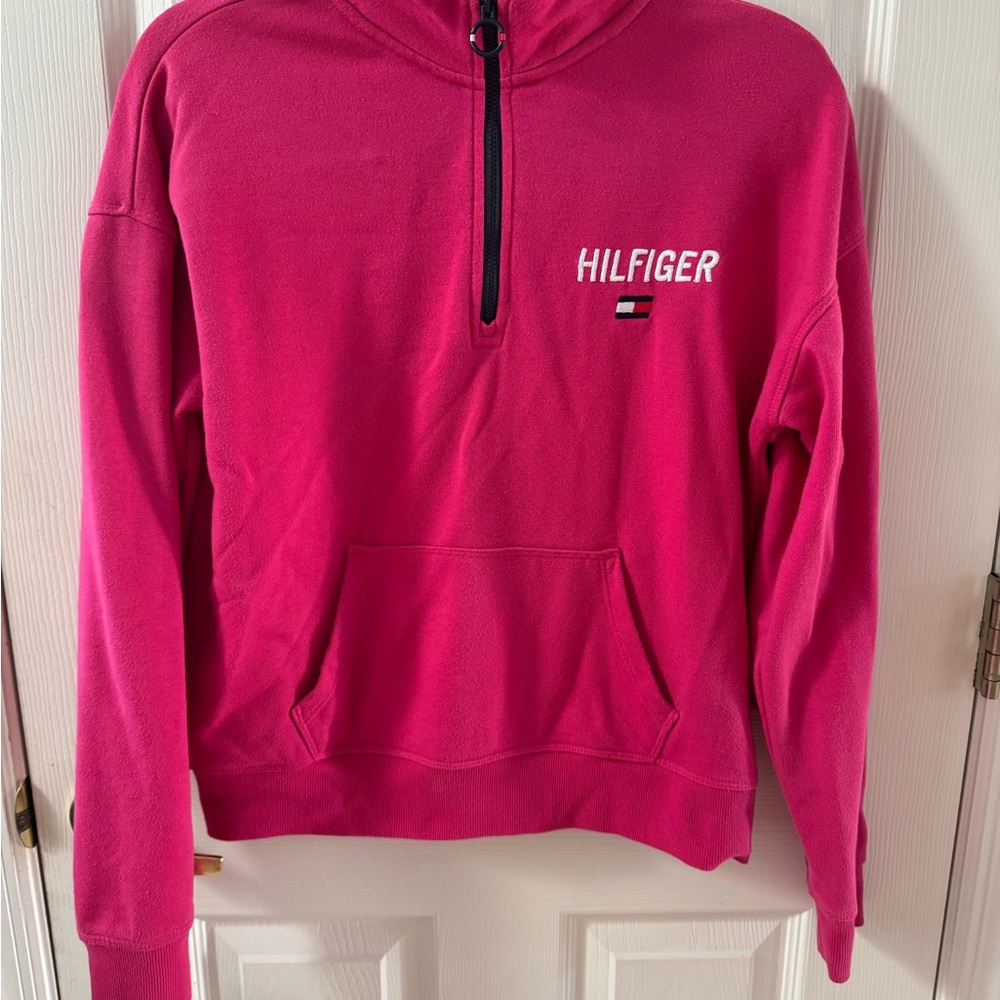 Hilfiger Pink Quarter-Zip Sweatshirt